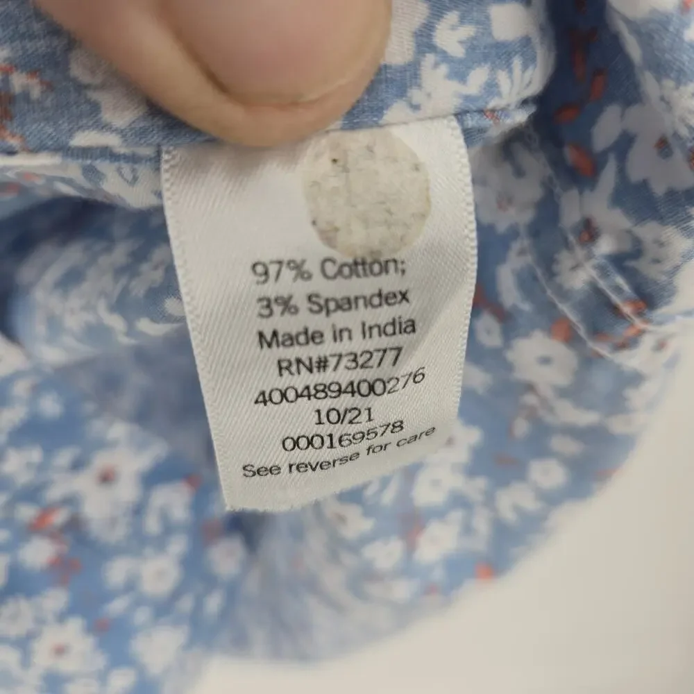 Sonoma Button Shirt Blue Micro Ditsy Floral Resortwear Coastal Casual Size 3XLT